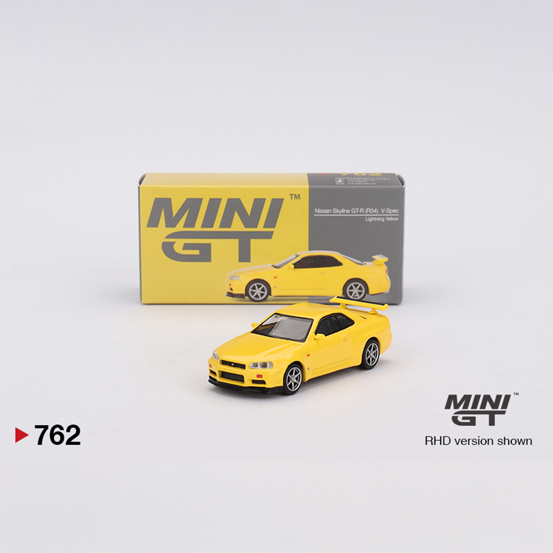 Mini GT Nissan Skyline GT-R (R34) V-Spec Lightning Yellow Model
