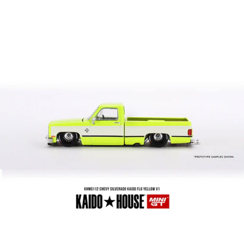 Kaido House x Mini GT 1:64 Chevrolet Silverado KAIDO Flo Yellow V1